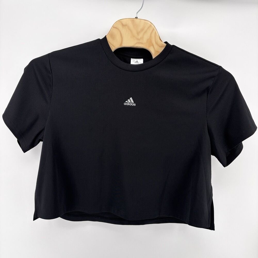 adidas x Zoe Saldana Women's XL Black Ribbed Training Top HB1481